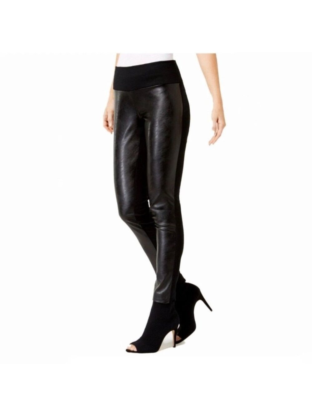 INC Black Faux Leather Pull On Leggings Size 22W NWT